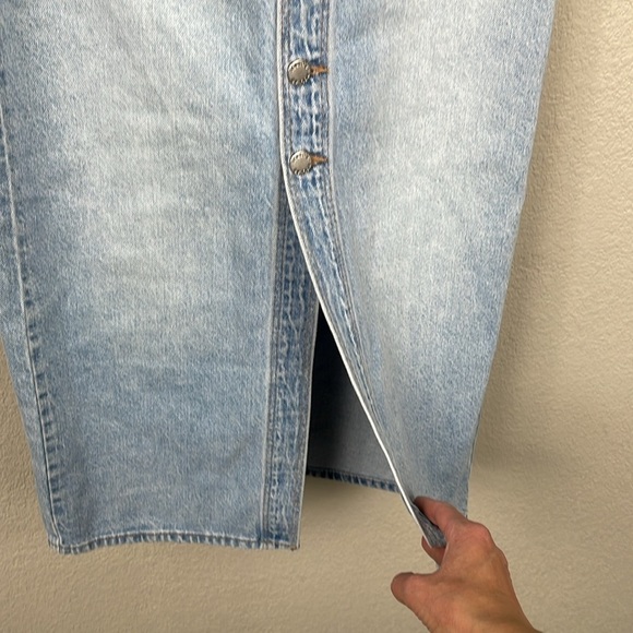 New Rollas Sailor Skirt Mid Vintage Blue Pencil Midi Button Front Slit Denim 24 - Picture 5 of 13
